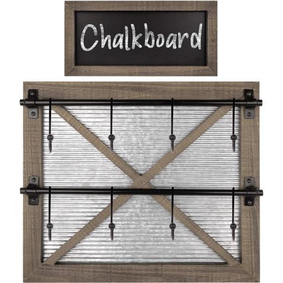 Rustic Farmhouse Mug Rack Wall Mounted with Blackboard for Coffee Sign Decor - Picture 4 of 6